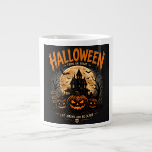 Vintage Halloween Haunted House Spooky Night Trick Large Coffee Mug