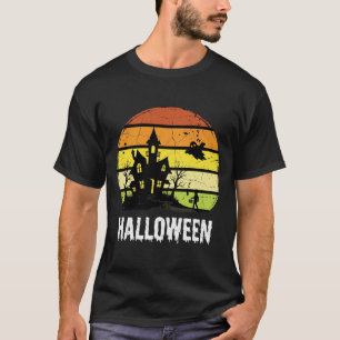 Vintage Halloween Haunted House Sunset Design T-Shirt