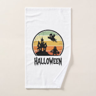 Vintage Halloween Haunted House Sunset Shirt Desig Hand Towel