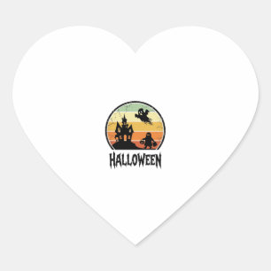 Vintage Halloween Haunted House Sunset Shirt Desig Heart Sticker