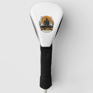 Vintage Halloween Haunted House Vector Design_1 Golf Head Cover