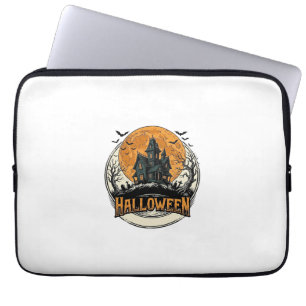 Vintage Halloween Haunted House Vector Design_1 Laptop Sleeve