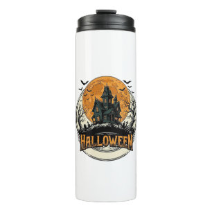 Vintage Halloween Haunted House Vector Design_1 Thermal Tumbler