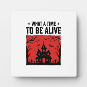 Vintage Halloween Haunted House What A Time Shirt Plaque