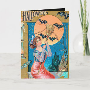 Vintage Halloween Holiday add message card