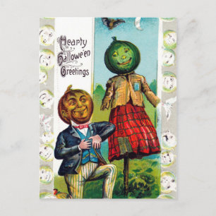 Vintage Halloween Holiday pumpkin fun postcard