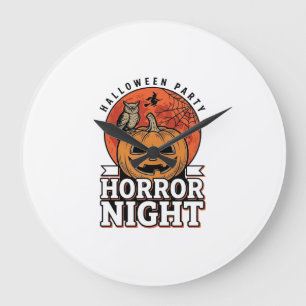Vintage Halloween Horror Night Pumpkin Shirt Desig Large Clock