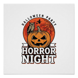 Vintage Halloween Horror Night Pumpkin Shirt Desig Poster