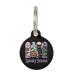 Vintage Halloween Horror Spooky Season Cute Creepy Pet Tag