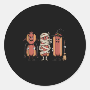 Vintage Halloween Hotdog Vampire Witch Mummy Classic Round Sticker