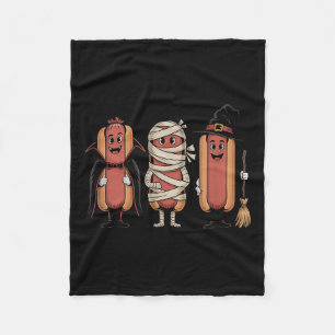Vintage Halloween Hotdog Vampire Witch Mummy Fleece Blanket