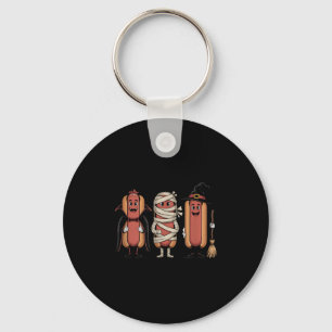 Vintage Halloween Hotdog Vampire Witch Mummy Key Ring