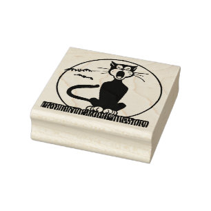VINTAGE HALLOWEEN HOWLNG CAT RUBBER STAMP