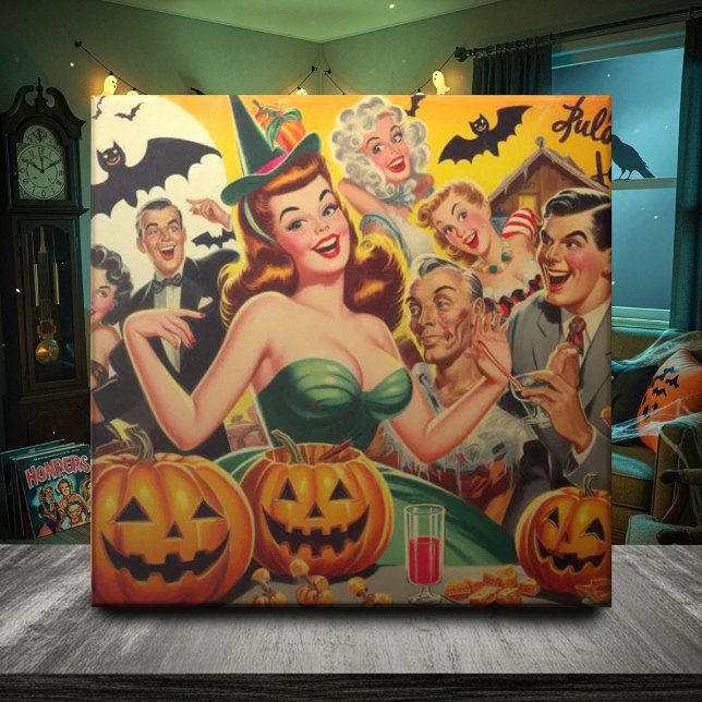 Vintage Halloween Illustration Ceramic Tile (Creator Uploaded)