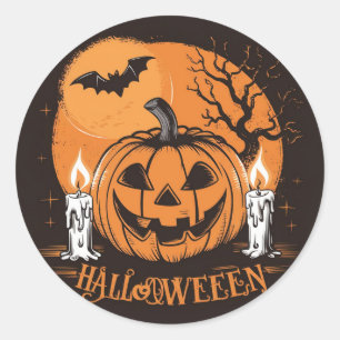 Vintage Halloween Illustration  Classic Round Sticker