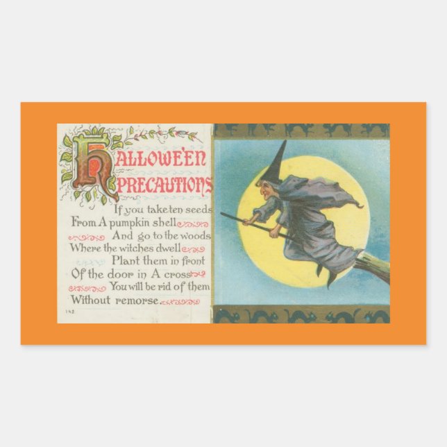 VINTAGE HALLOWEEN ILLUSTRATION RECTANGLE STICKER (Front)