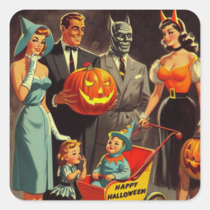 Vintage Halloween Illustration Square Sticker