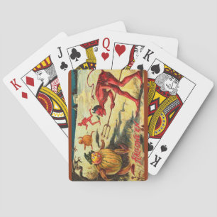 Vintage Halloween Interesting Devil Goblins Playing Cards