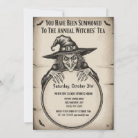 Vintage Halloween Invitation Card | Witch 