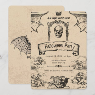 Vintage Halloween Invitation: Spooky Elegance  Invitation