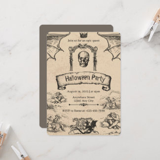 Vintage Halloween Invitation: Spooky Elegance  Invitation