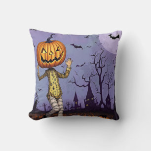 Vintage Halloween Jack O' Lantern Pumpkin Head Cushion