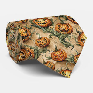 Vintage Halloween Jack-O-Lantern Vine Pattern Tie