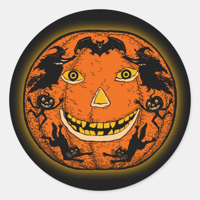 Vintage Halloween Jack O'Lantern Sticker (Front)