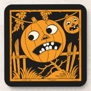 Vintage Halloween Jack O'Lantern Tile Coaster