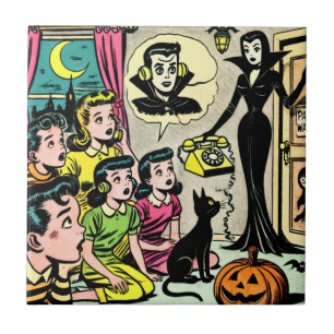 Vintage Halloween Kids Comics Ceramic Tile