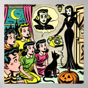 Vintage Halloween Kids Comics Poster