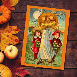 Vintage Halloween Kids Trick Or Treating Holiday Card