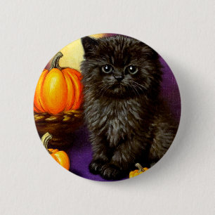 Vintage Halloween Kitten 6 Cm Round Badge