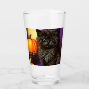 Vintage Halloween Kitten Glass