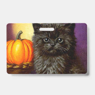 Vintage Halloween Kitten ID Badge