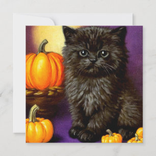 Vintage Halloween Kitten Invitation
