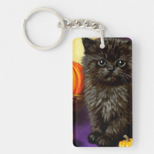 Vintage Halloween Kitten Key Ring