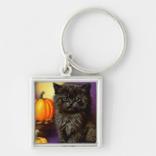 Vintage Halloween Kitten Key Ring