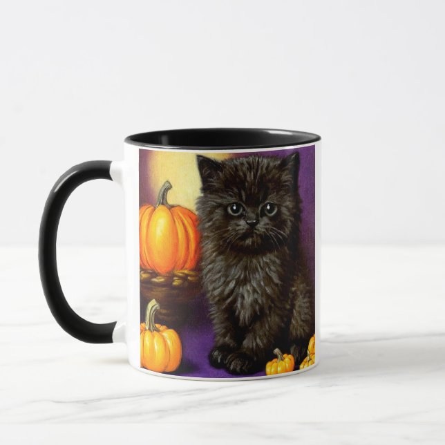 Vintage Halloween Kitten Mug (Left)