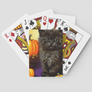 Vintage Halloween Kitten Playing Cards