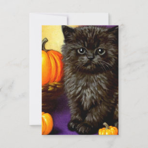 Vintage Halloween Kitten RSVP Card