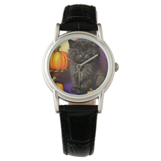 Vintage Halloween Kitten Watch (Front)