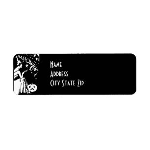 Vintage Halloween Lady with Mask Jack-O’-Lantern Return Address Label