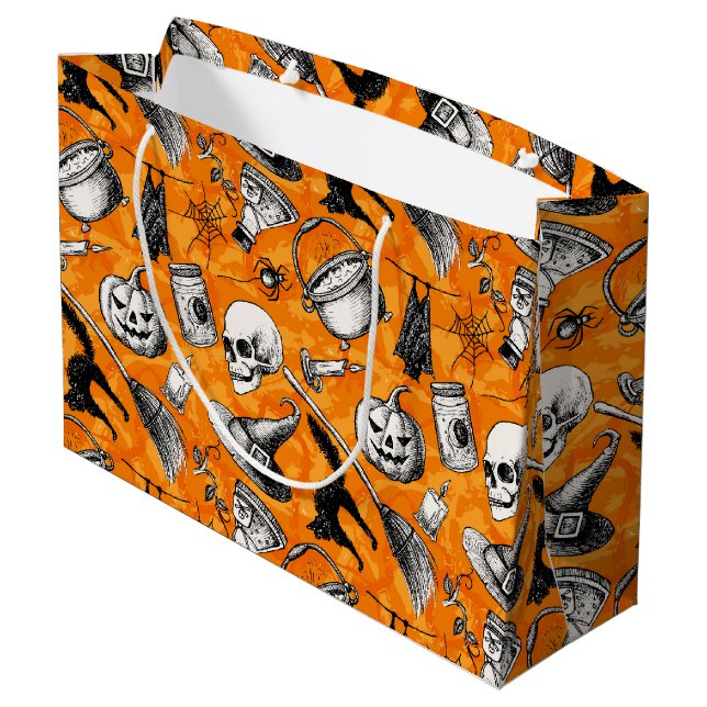 Vintage Halloween Large Gift Bag (Back Angled)