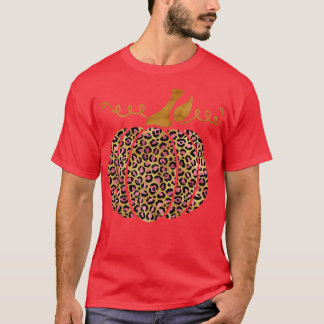 Vintage Halloween Leopard Pumpkin Autumn Thanksgiv T-Shirt