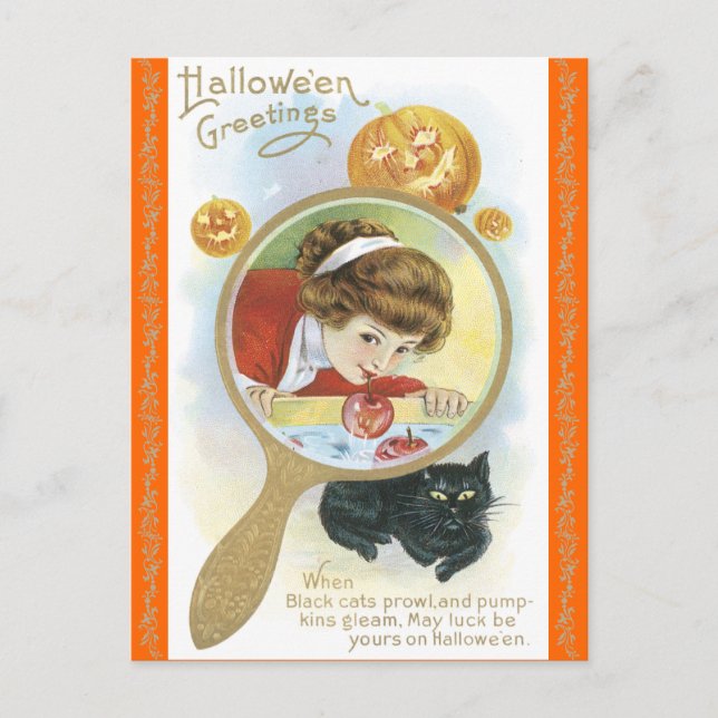Vintage Halloween Lore and Spells Postcard (Front)