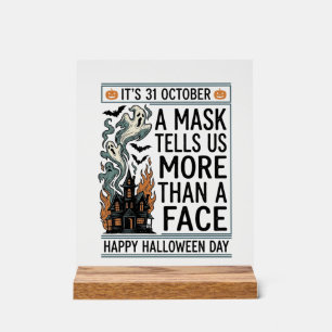 Vintage Halloween Mask Quote Vector Design_1 Acrylic Sign