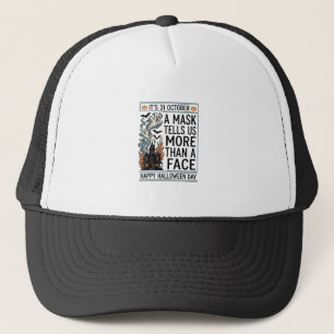 Vintage Halloween Mask Quote Vector Design_1 Trucker Hat