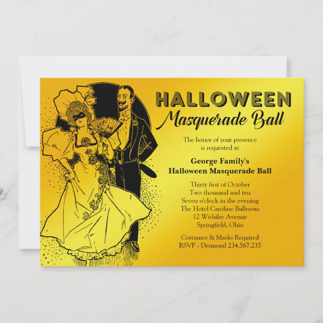 Vintage Halloween Masquerade Ball Party Invitation (Front)