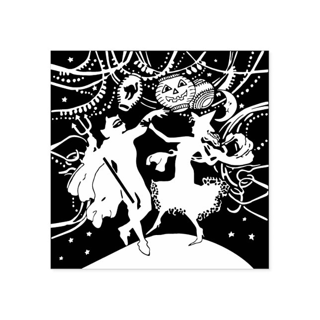 Vintage Halloween Masquerade Dance Rubber Stamp (Imprint)